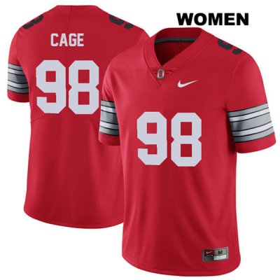 Women's NCAA Ohio State Buckeyes Jerron Cage #98 College Stitched 2018 Spring Game Authentic Nike Red Football Jersey EB20Z65OK